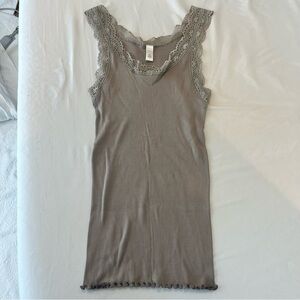 NWT Banana Republic Lace Trim Ribbed Tank Top - Gray